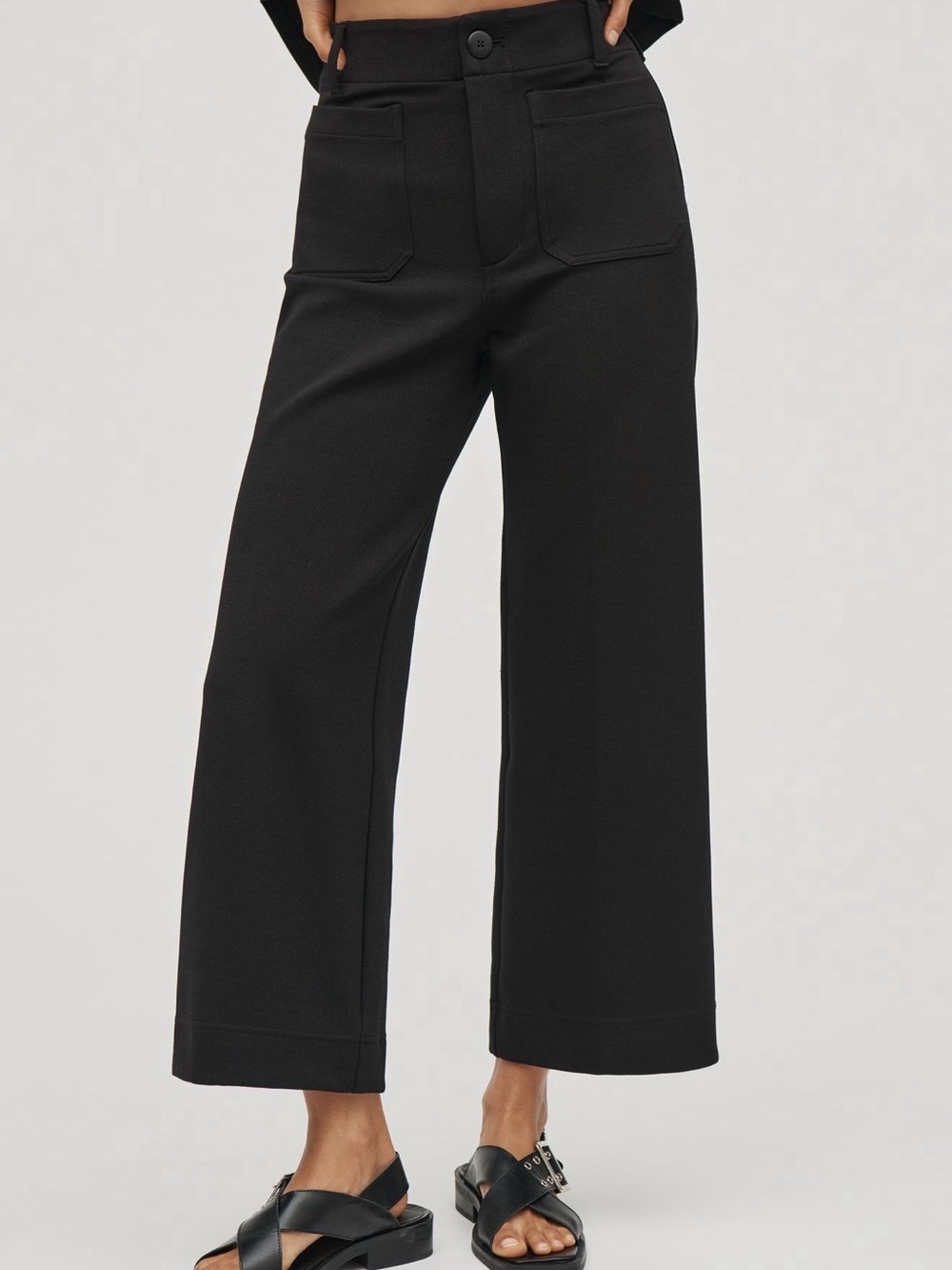 Anthropologie Black Wide-Leg Cropped Pants